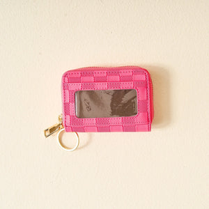 The Darling Effect Hot Pink Check Zip Around Wallet