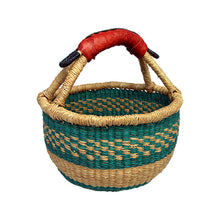 Load image into Gallery viewer, African Market Baskets Mini Round Baskets with Leather Handles
