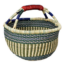 Load image into Gallery viewer, African Market Baskets Medium Round Basket with Leather Handles
