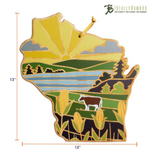 Load image into Gallery viewer, Totally Bamboo Wisconsin State Shaped Serving and Cutting Board with Artwork by Summer Stokes
