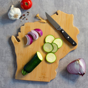 Totally Bamboo Wisconsin State Shaped Serving and Cutting Board with Artwork by Summer Stokes