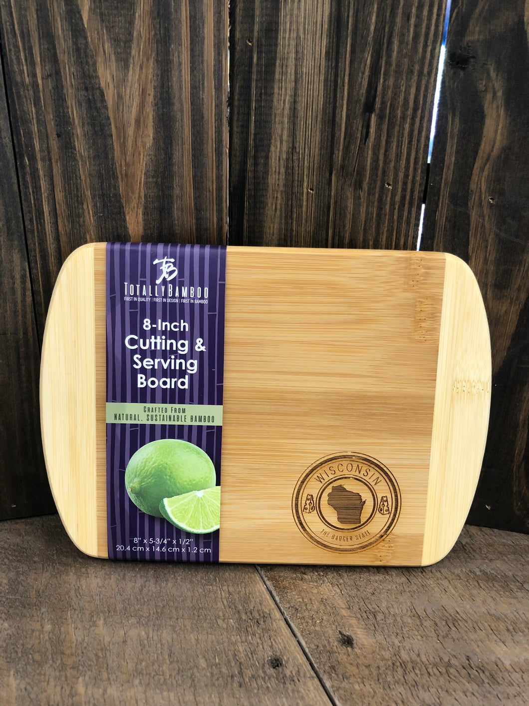 Totally Bamboo Wisconsin Stamp Cutting and Serving Board, 8