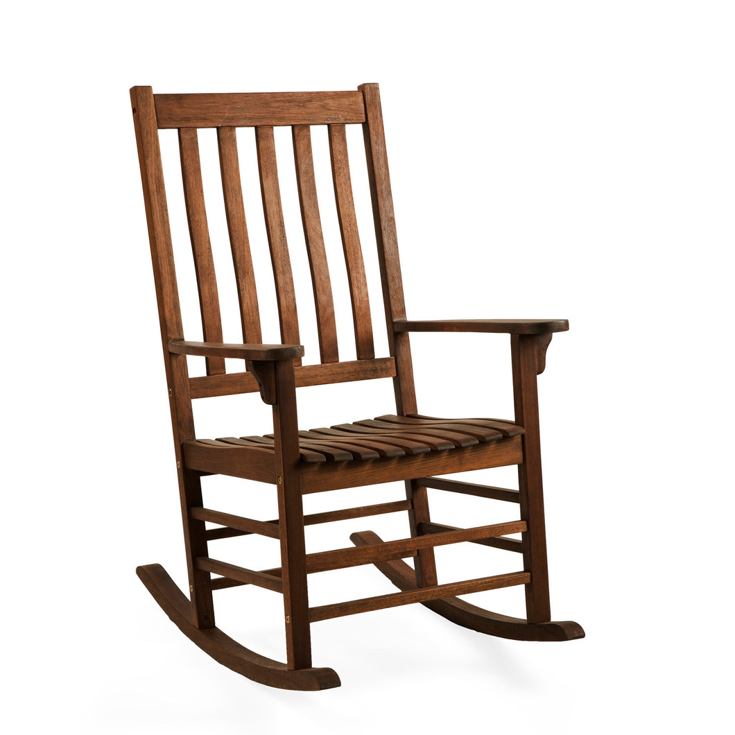 Plow and Hearth Slatted Eucalyptus Wood Rocker - Natural Stain