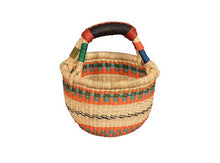 Load image into Gallery viewer, African Market Baskets Mini Round Baskets with Leather Handles
