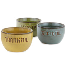 Load image into Gallery viewer, Hallmark Grateful Thankful Blessed Glazed Ceramic Bowls, Set of 3
