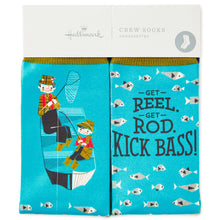 Load image into Gallery viewer, Hallmark Kick Bass Fishing Toe of a Kind Novelty Crew Socks
