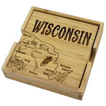 Load image into Gallery viewer, Wisconsin State Puzzle 4-Pc. Coaster Set with Case
