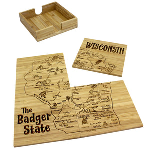Wisconsin State Puzzle 4-Pc. Coaster Set with Case